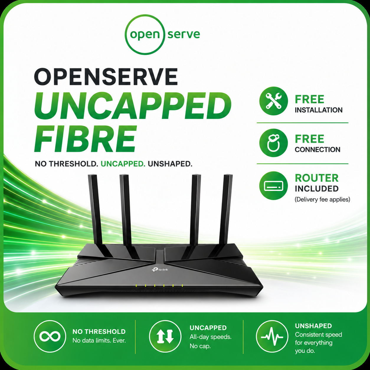50/25 Mbps Openserve Uncapped Fibre